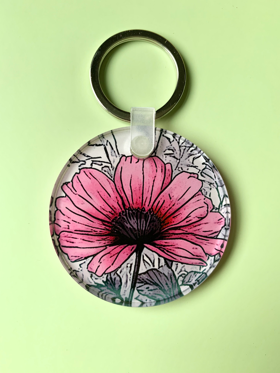 Pop of Pink Flower - Acrylic Keychain