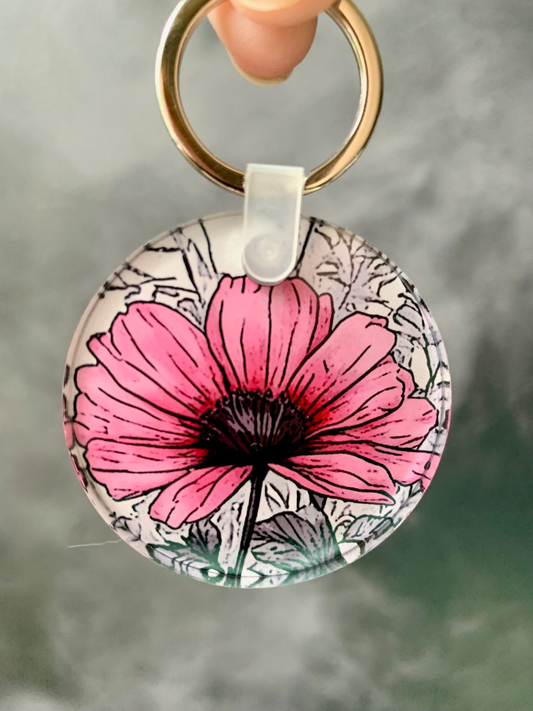 Pop of Pink Flower - Acrylic Keychain